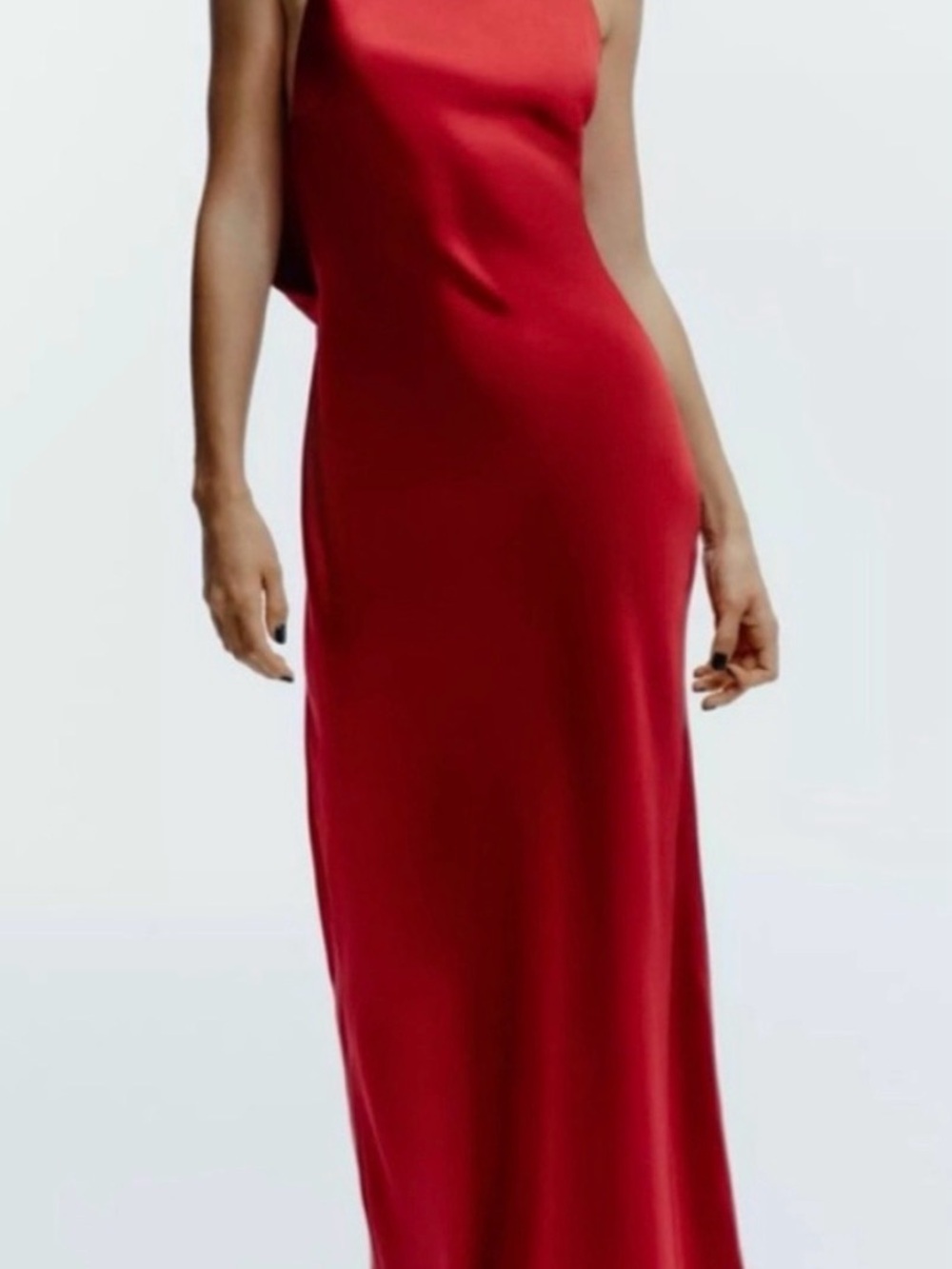 Zara Backless Red Slip Maxi Dress